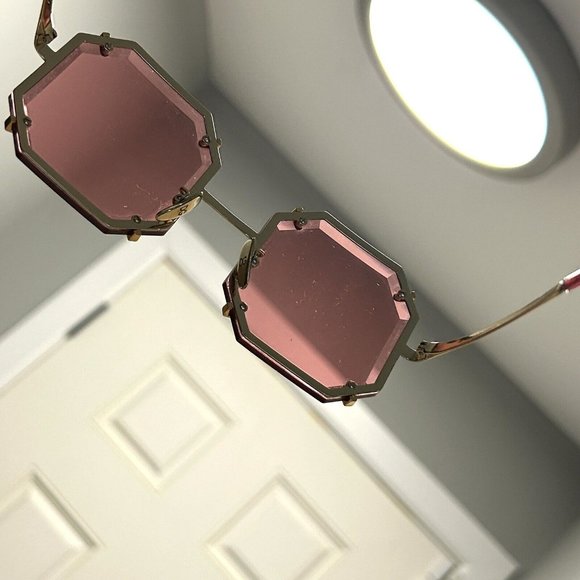 Dolce Gabbana Octagon Sunglasses DG 2216 02/84  55[] 20 Red Lenses Gold Hardware - Picture 14 of 16